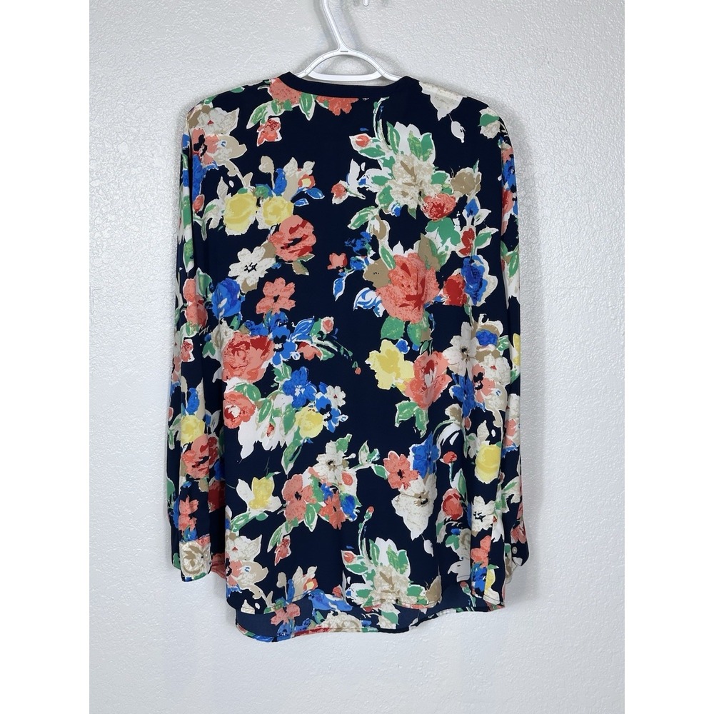 Ralph Lauren LRL Navy Floral Popover Tunic Plus Sz 2X Long Sleeve Split Neck - Picture 6 of 10